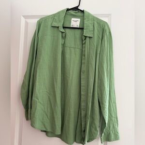 Abercrombie & Fitch Casual Green Button Down Shirt